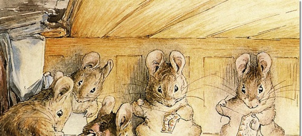 Пять мышей. Мыши Беатрикс Поттер. Мышка в норке. Мыши в живописи. Семейство мышей.